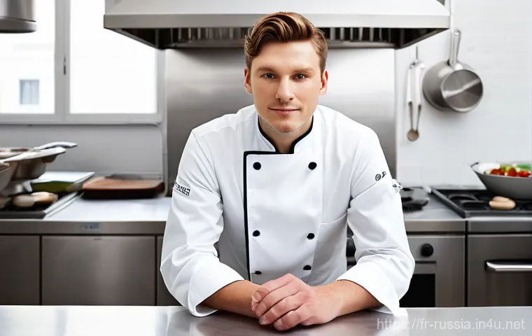 러시아 주요 레스토랑 - **Prompt 1: Visionary Chef Crafting Modern Russian Cuisine**
    "A young, focused male chef, wearin...