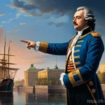 Home 15 러시아 왕조의 역사 - **Prompt:** A vivid, grand historical painting capturing Peter the Great in early 18th-century Russi...