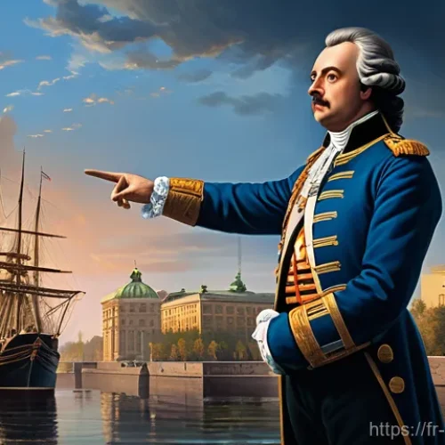 Home 27 러시아 왕조의 역사 - **Prompt:** A vivid, grand historical painting capturing Peter the Great in early 18th-century Russi...