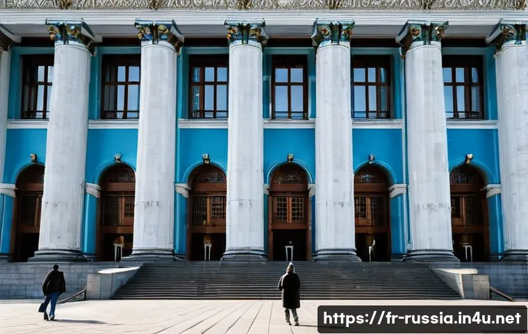 러시아에서 가장 큰 도서관 - **Prompt:** A majestic, wide-angle exterior shot of the Russian State Library (Leninka) in Moscow, s...