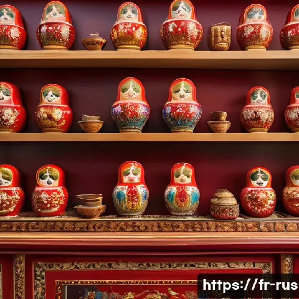 러시아 민속 공예품 구매처 - A cozy Parisian boutique interior filled with authentic Russian handicrafts: hand-painted wooden Mat...