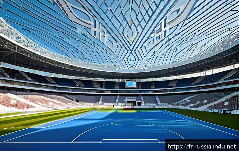 러시아 월드컵 경기장 - A highly detailed architectural rendering of the Kazan Arena stadium inspired by traditional Tatar m...