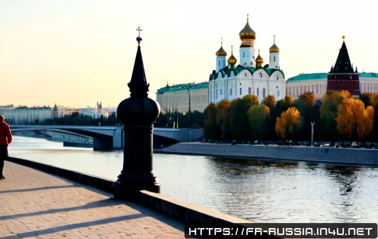 Home 17 모스크바 크렘린 방문 가이드 - Photorealistic wide-angle travel scene of the Moscow Kremlin viewed from across the Moskva River, gr...